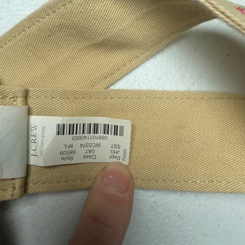 J. Crew Y2k Embroidered Strawberry Cotton Double Ring Belt Size MED-LGE